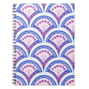 Caderno Espiral cor damasco floral azul