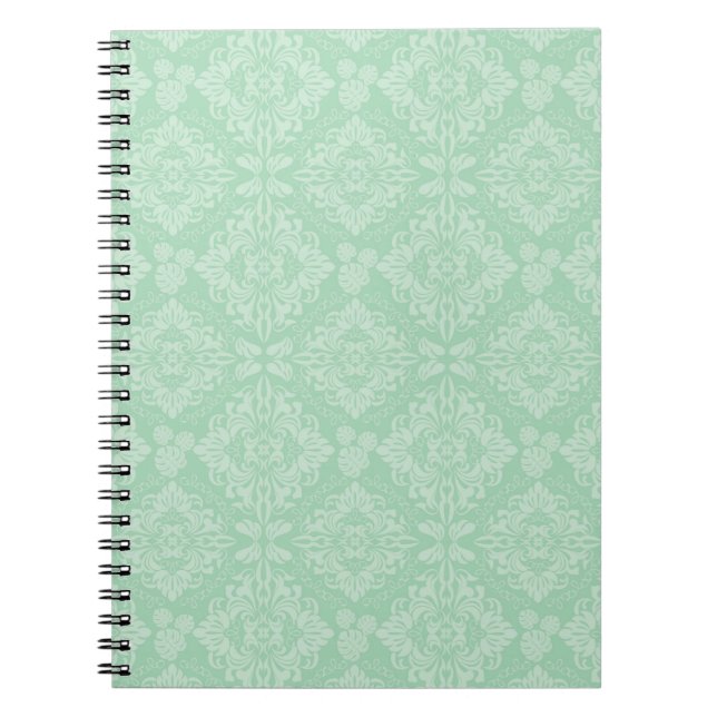Caderno Espiral cor damasco verde (Frente)