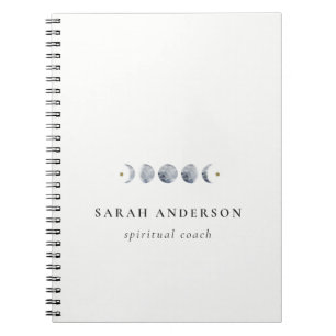 Caderno Espiral Cor de Água da Lua Celestial Lunar de Cinza Simple