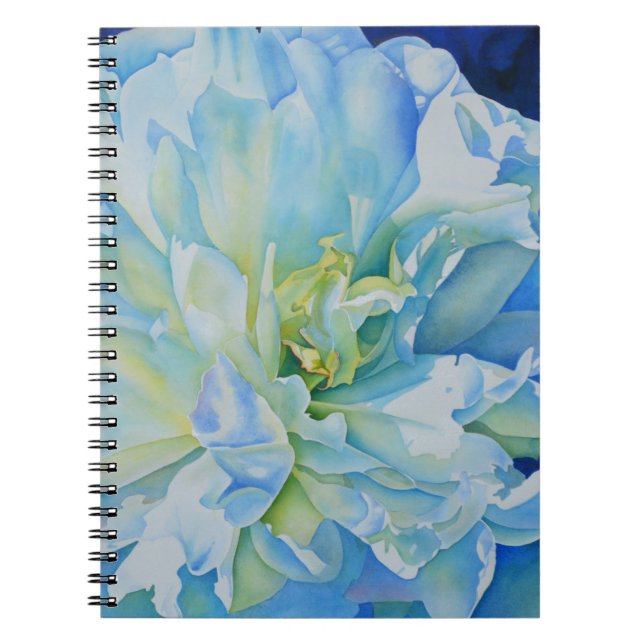 Caderno Espiral Cor de água floral azul Elegante (Frente)