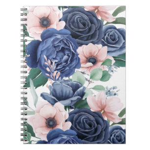 Caderno Espiral Cor de Água Rosa Azul Elegante Cuja Cor de Água 