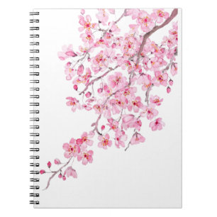 Caderno Espiral cor de água rosa flor de cereja 2020