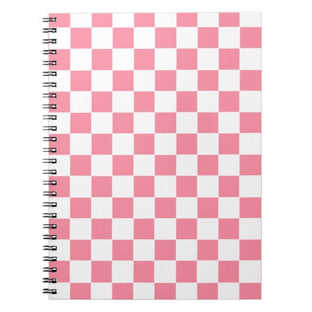 Caderno Espiral Cor-de-rosa e branco verificados (Frente)