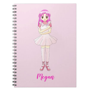 Caderno Espiral Cor-de-rosa personalizado do Balé de animação