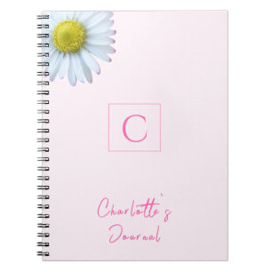 Caderno Espiral Cor-de-rosa pincelado do monograma
