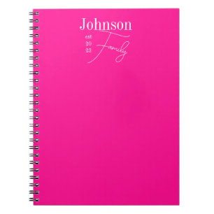 Caderno Espiral Cor-de-rosa-quente do nome da família personalizad