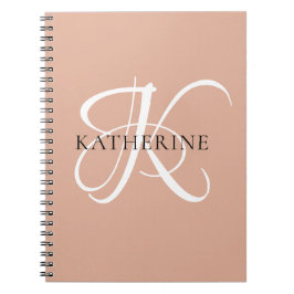 Caderno Espiral Cor-de-rosa-rosa-pincel do script Elegante moderno