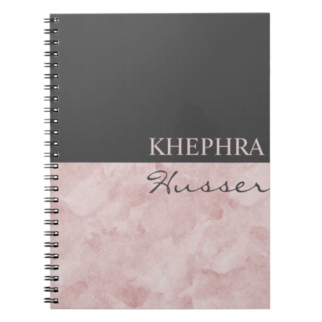Caderno Espiral Cor-De-Rosa Simples E Nome Da Cinza (Frente)
