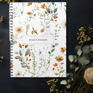 Caderno Espiral Cor do boho de flor selvagem