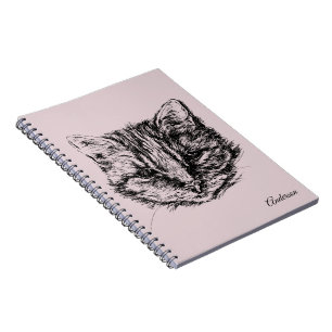 Caderno Espiral Cor feita sob encomenda do desenho do gato de gato