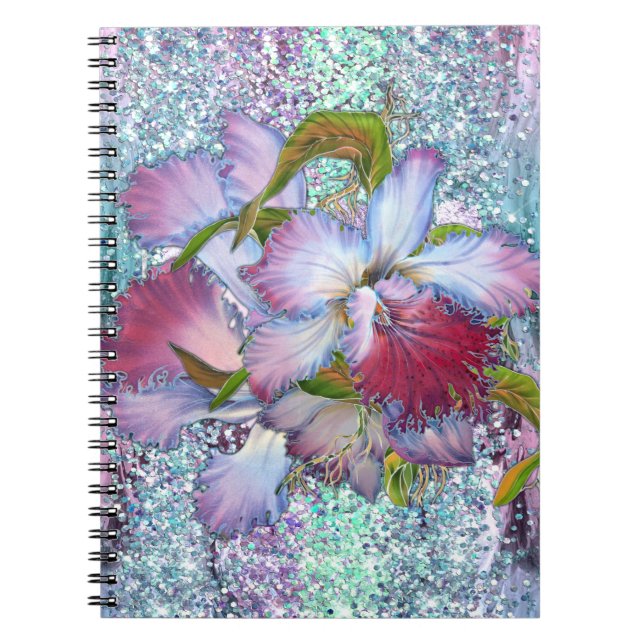 Caderno Espiral Cor Floral Orquídea Rosa Púrpura (Frente)