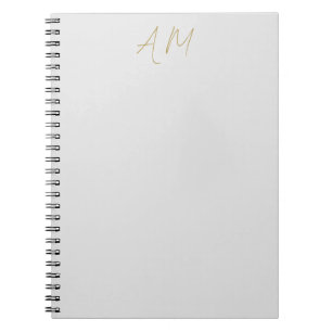 Caderno Espiral Cor Monograma Dourado Inicial Caligrafia Pro