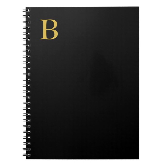 Caderno Espiral Cor Monograma Moderno Dourado Adicionar Nome Inici (Frente)