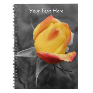 Caderno Espiral Cor Parcial do Rosebud Amarelo Floral