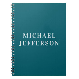 Caderno Espiral Cor Personalizada de Cor Azul Teal Escuro Simples 