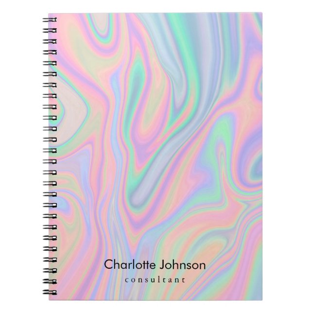 Caderno Espiral Cor Personalizada do Pastel Líquido Iridescente (Frente)