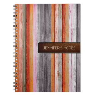 Caderno Espiral Cor Quente Couro Elegante De Madeira Parede #10