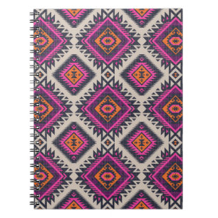 Caderno Espiral Cor retrorativa, design de Navajo tribal.
