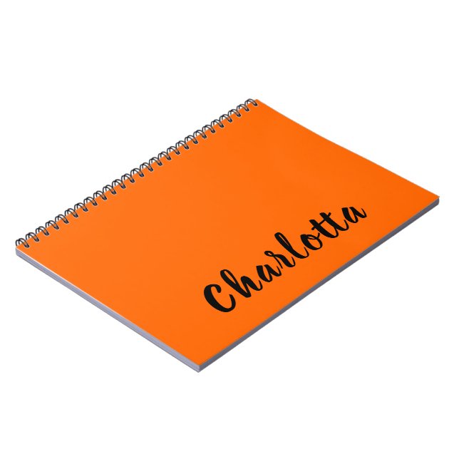Caderno Espiral Cor Sólido Laranja Neon Sunset Personalizada (Left Side)