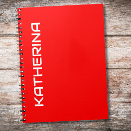 Caderno Espiral Cor Sólido Vermelha | Nome Branco Clássico