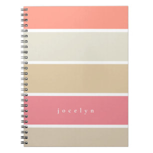 Caderno Espiral Cora e feminino Monogrammed do bloco da cor do