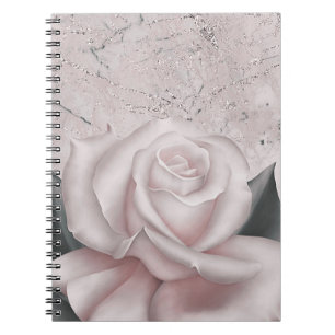 Caderno Espiral Cora o chique de mármore moderno Glam do rosa