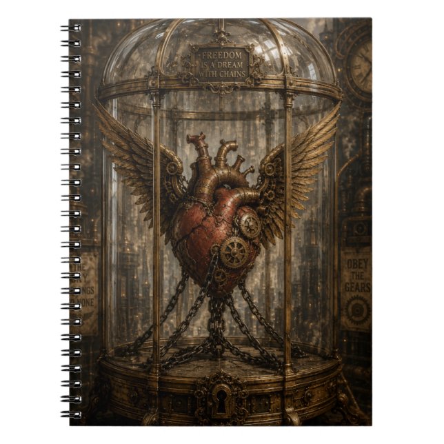 Caderno Espiral Coração acorrentado Steampunk (Frente)