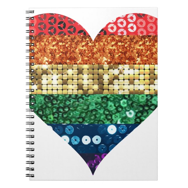 Caderno Espiral coração arco-íris lgbt (Frente)