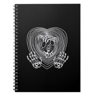 Caderno Espiral Coração Chorando Em Branco - Esqueleto Mãos Coraçõ