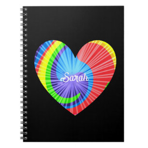 Caderno Espiral Coração Colorida Tie Dye