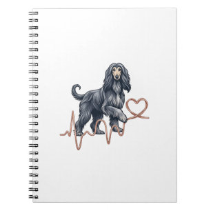 Caderno Espiral Coração da Linha do Batimento Cardíaco do Cão Afgh