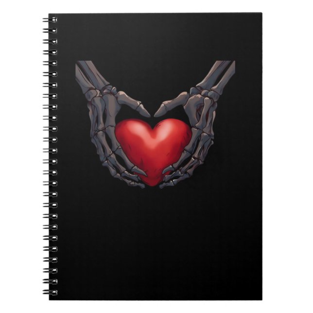 Caderno Espiral Coração da Mão do Esqueleto (Frente)