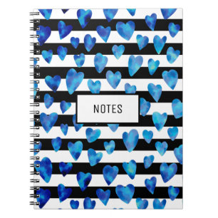 Caderno Espiral Coração de Amor Preto Negro Moderno Personalizad