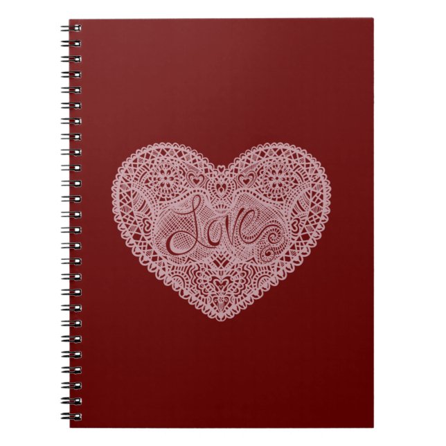 Caderno Espiral Coração de Amor Rosa Vermelho (Frente)