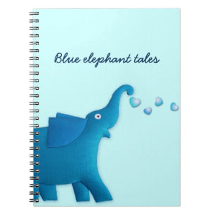 Caderno Espiral coração de elefante azul