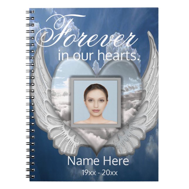 Caderno Espiral Coração do Anjo do Memorial Personalizado Adiciona (Frente)