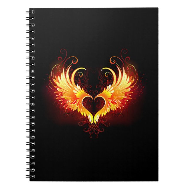 Caderno Espiral Coração do Anjo Fogo com Asas (Frente)