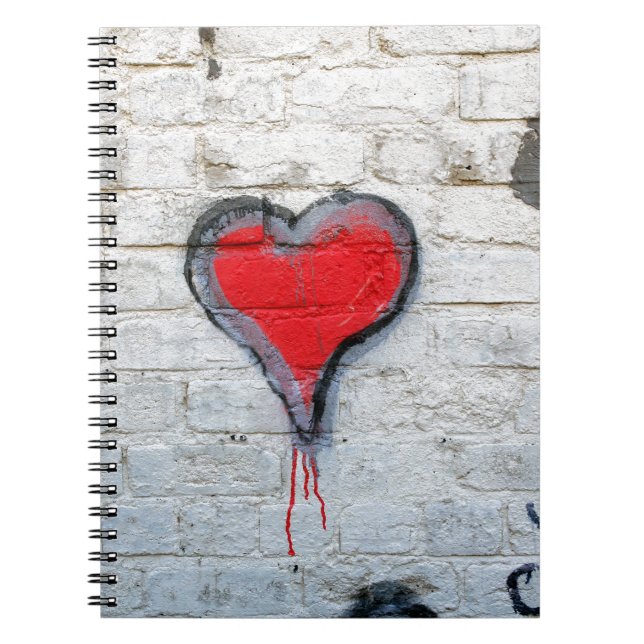 Caderno Espiral Coração do grafite vermelho (Frente)