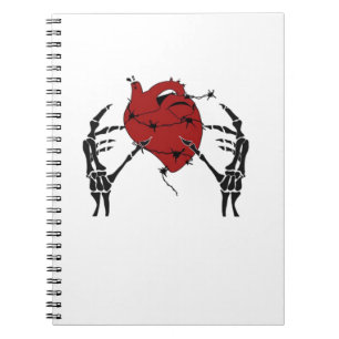 Caderno Espiral Coração E Mãos - Mãos Corações De Esqueleto