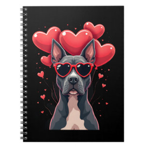 Caderno Espiral Coração engraçado de Pitbull Dia dos Namorados Pai