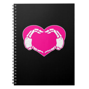 Caderno Espiral Coração Esqueleto Mãos Namorados Gótico Clássico