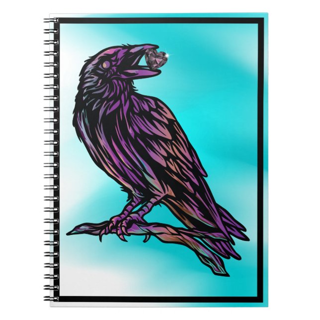 Caderno Espiral Coração Jewel Eu adoro Ravens Notebook (Frente)