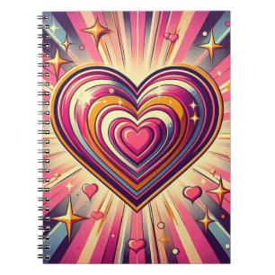 Caderno Espiral Coração/Namorados de pop art dos anos 70