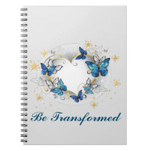 Caderno Espiral Coração Personalizado com Borboletas Morpho