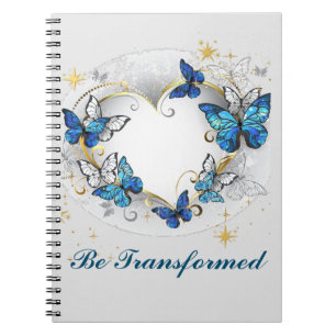 Caderno Espiral Coração Personalizado com Borboletas Morpho