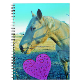 Caderno Espiral Coração Rosa e Cavalo Amarelo