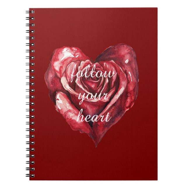 Caderno Espiral Coração rosa vermelha (Frente)