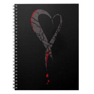 Caderno Espiral Coração sangrando. Um coração triste ferido. Escur