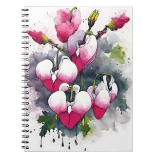 Caderno Espiral Coração Sangrante - Flores de Aquarela