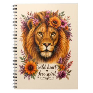 Caderno Espiral Coração Selvagem Espírito Livre Arte Floral Boho L